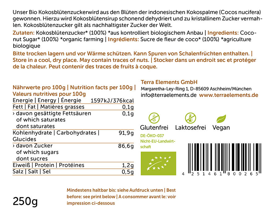 Terra Elements Sheqer Bio nga lulja e kokosit 250g