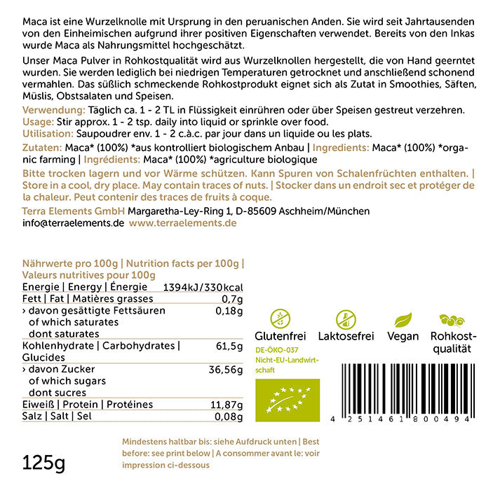 Terra Elements Pluhur Bio Maca 125g