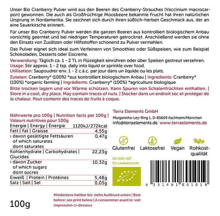 Terra Elements Pluhur Bio Boronicë e kuqe 100g