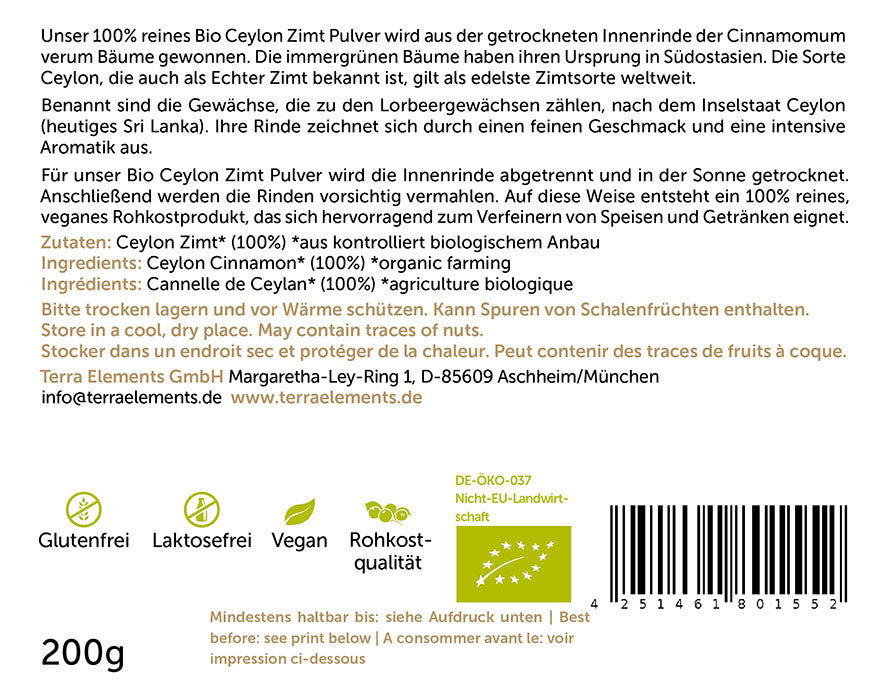Terra Elements Pluhur Bio Kanellë Ceylon 200g