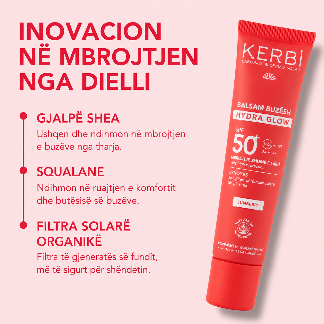 Kerbi Hydra Glow Serum per buzet me SPF50+ Berry 15g