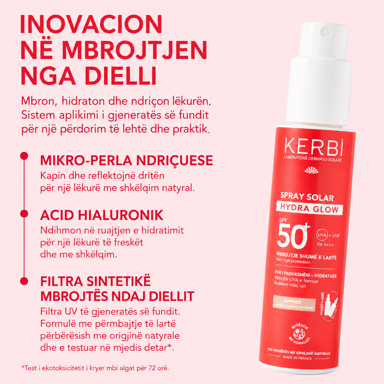 Kerbi Hydra Glow Spray kunder Diellit me SPF50+ 100ml